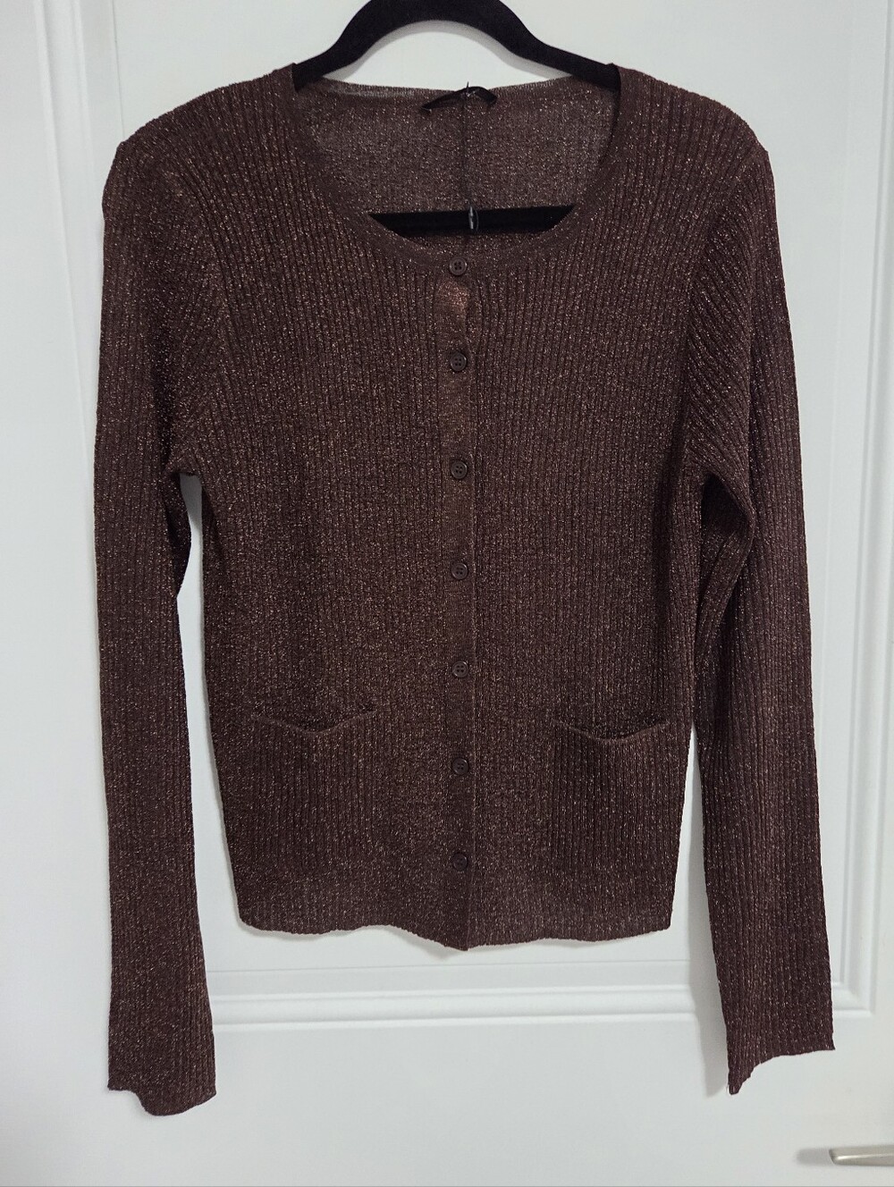 Zara Women's Metallic Thread Cardigan - Size L